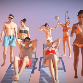 海滩人物男士女士比基尼泳装3D模型