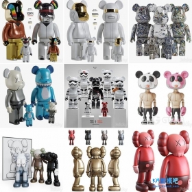 17套 3Dsky现代暴力熊公仔玩偶雕塑摆件3D模型合集